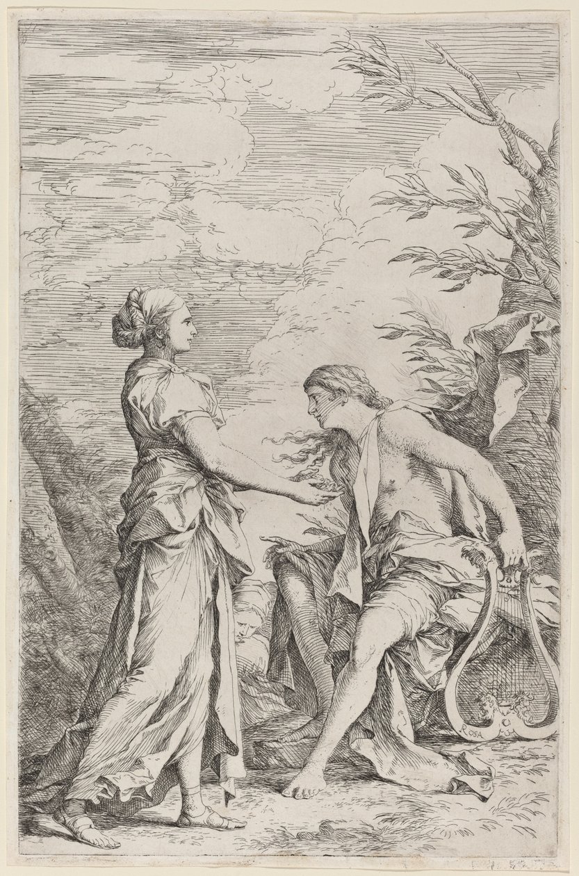 Apollon och den kummeiska sibylla av Salvator Rosa
