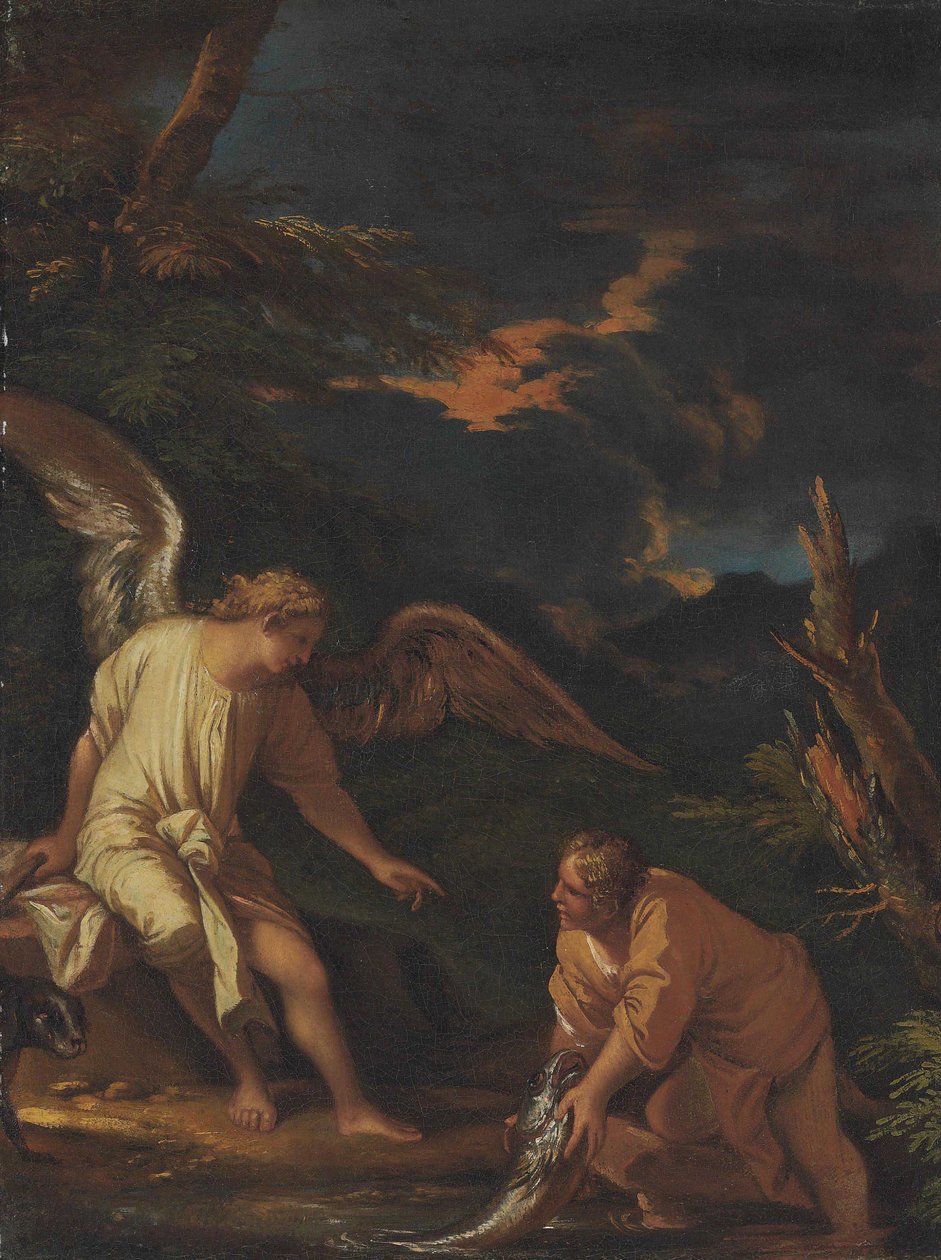 Tillskriven Salvator Rosa - Tobias och ängeln av Salvator Rosa