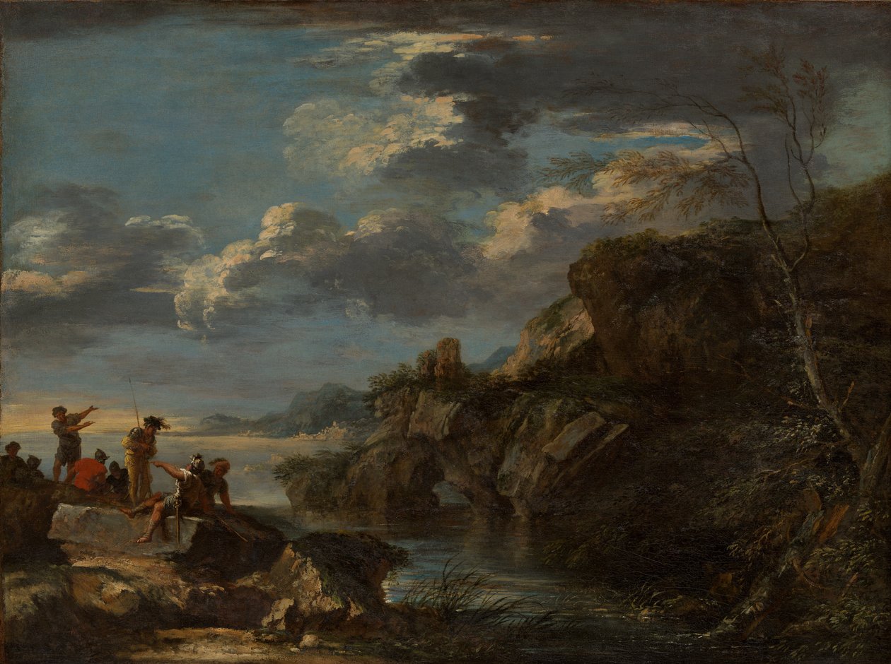 Banditer på en stenig kust, 1655-60. av Salvator Rosa