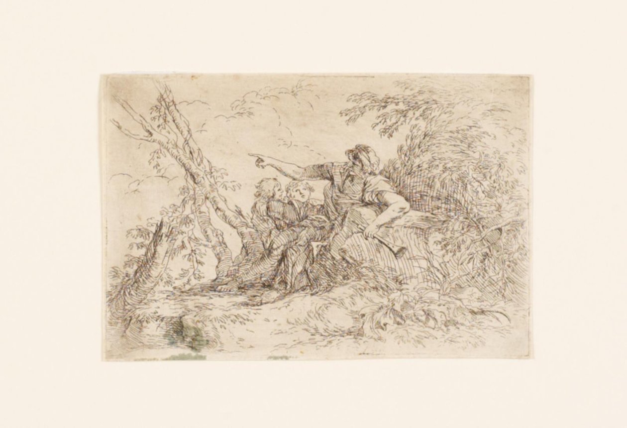 Herde och två barn i ett landskap av Salvator Rosa