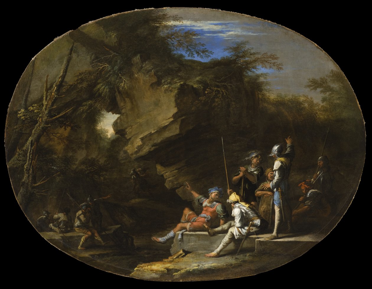 Landskap med beväpnade män av Salvator Rosa