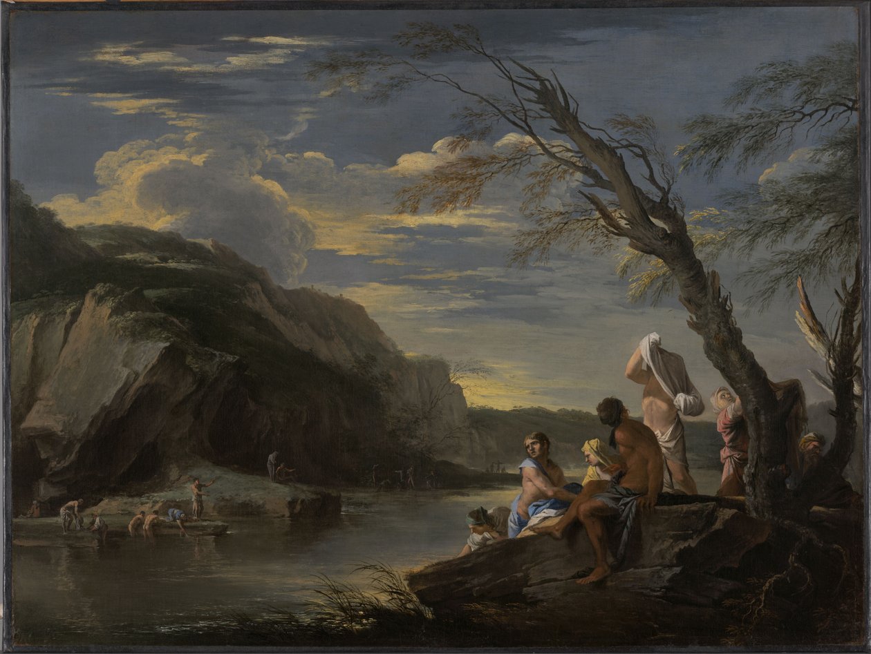 Landskap med badande av Salvator Rosa