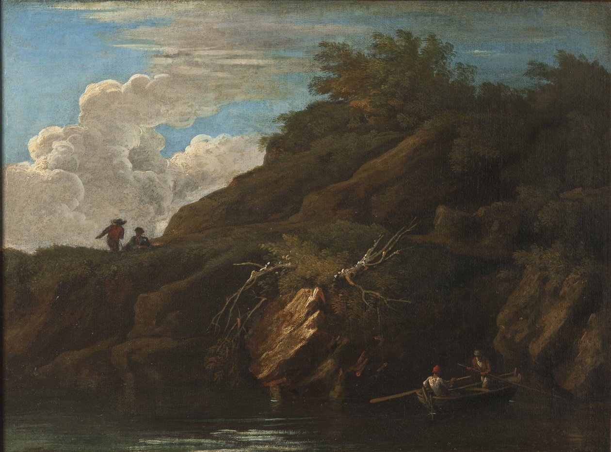 Landskap med vatten av Salvator Rosa