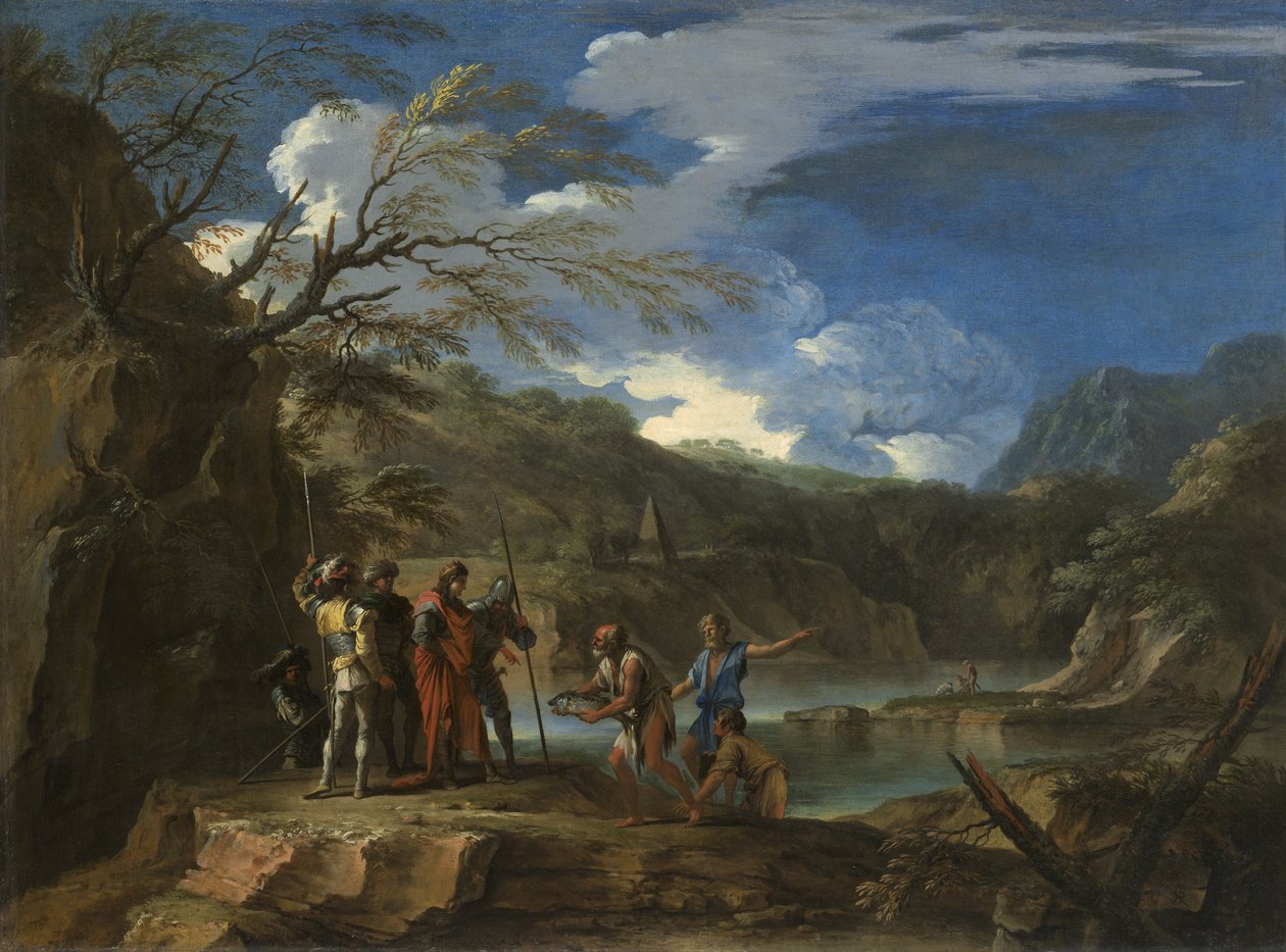 Polykrates och fiskaren, ca 1664 av Salvator Rosa