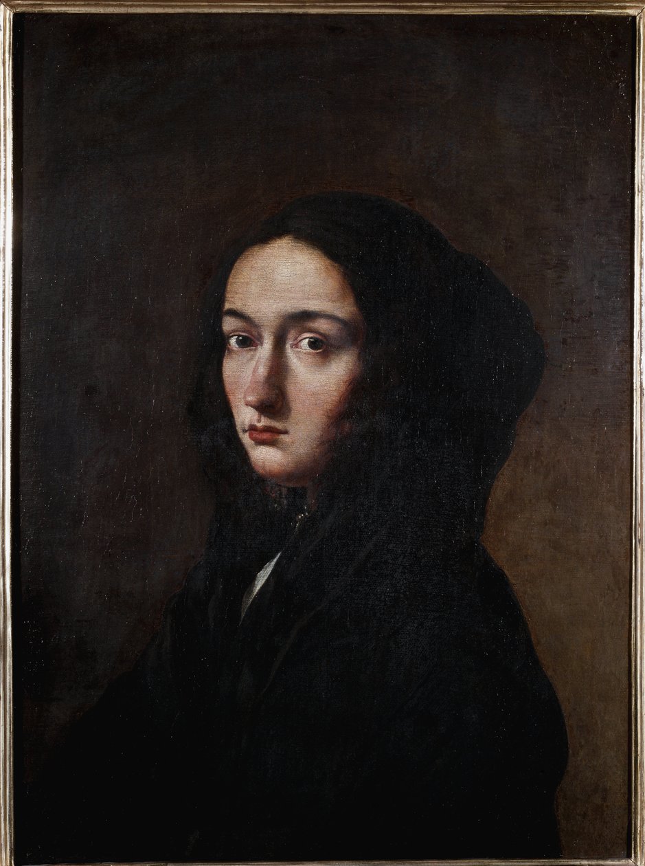 Porträtt av konstnärens fru Lucrezia (olja på duk av Salvator Rosa