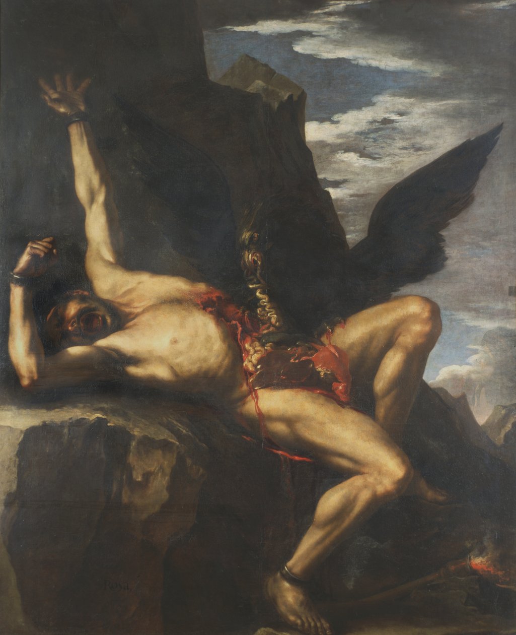Prometheus och gamen av Salvator Rosa