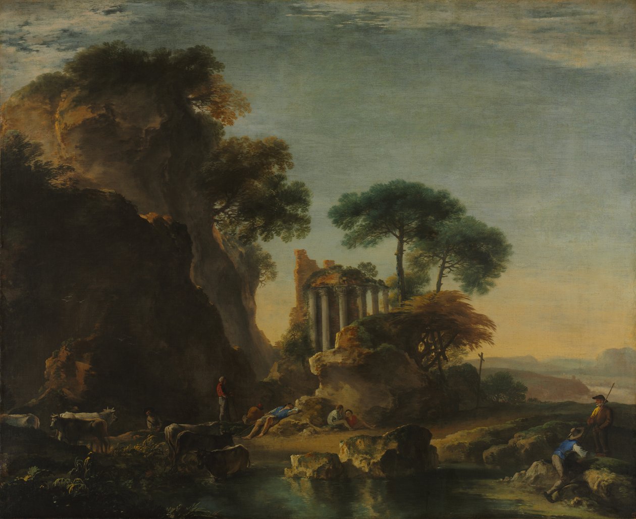 Ruiner i ett stenigt landskap av Salvator Rosa