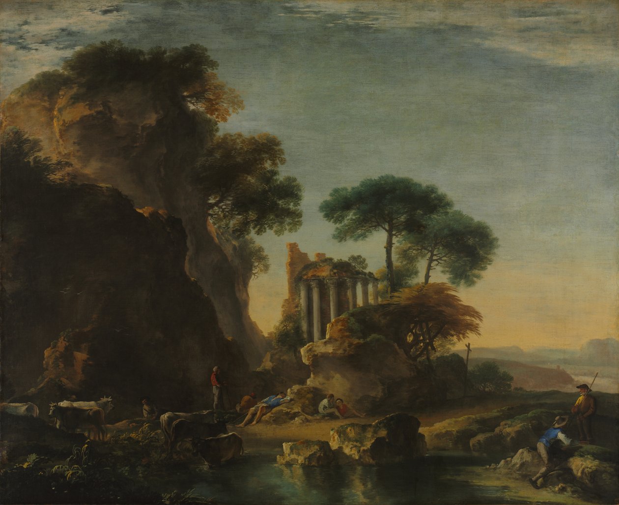 Ruiner i ett klippigt landskap, ca 1640 (olja på duk) av Salvator Rosa