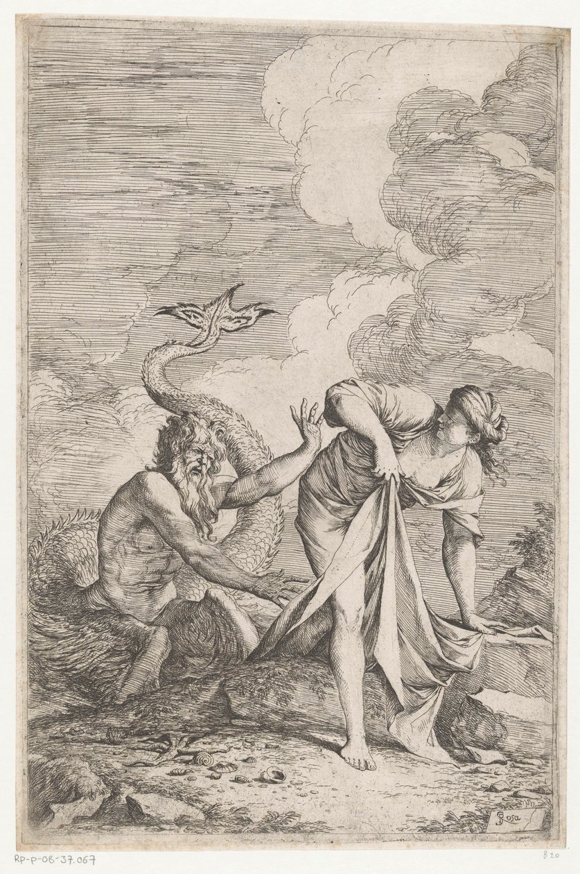 Scylla flyr från Glaucus av Salvator Rosa