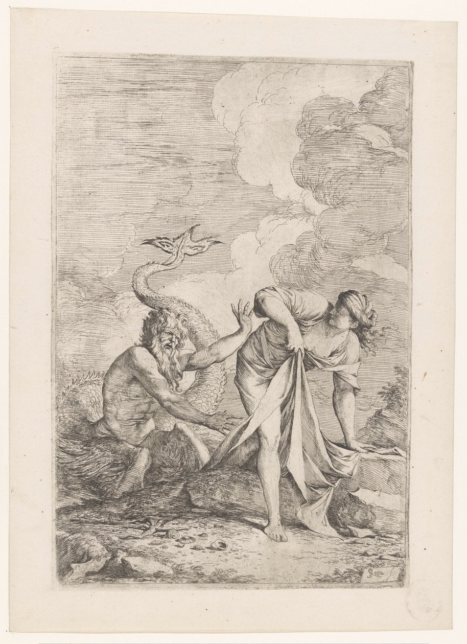 Scylla flyr från Glaucus av Salvator Rosa