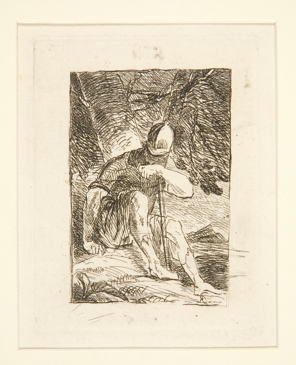 Sittande soldat av Salvator Rosa
