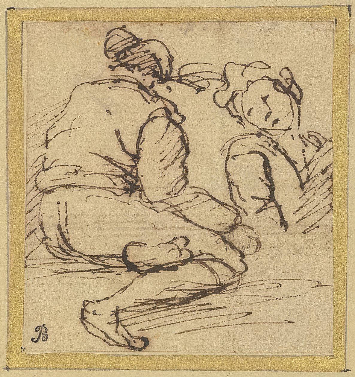 Sittande man och halvfigur av Salvator Rosa