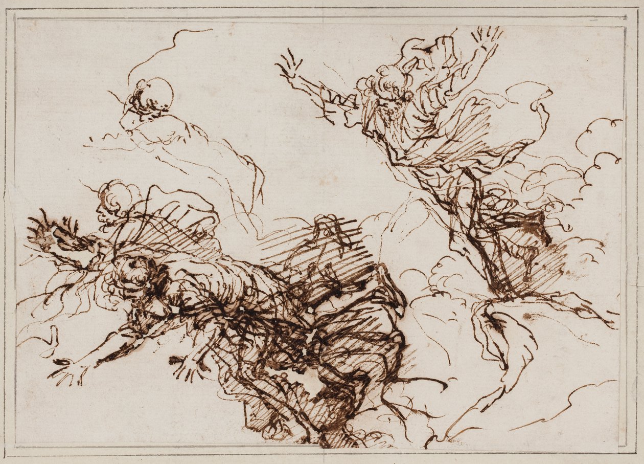Studier för Empedokles död, efter 1666 (penna, brunt bläck) av Salvator Rosa