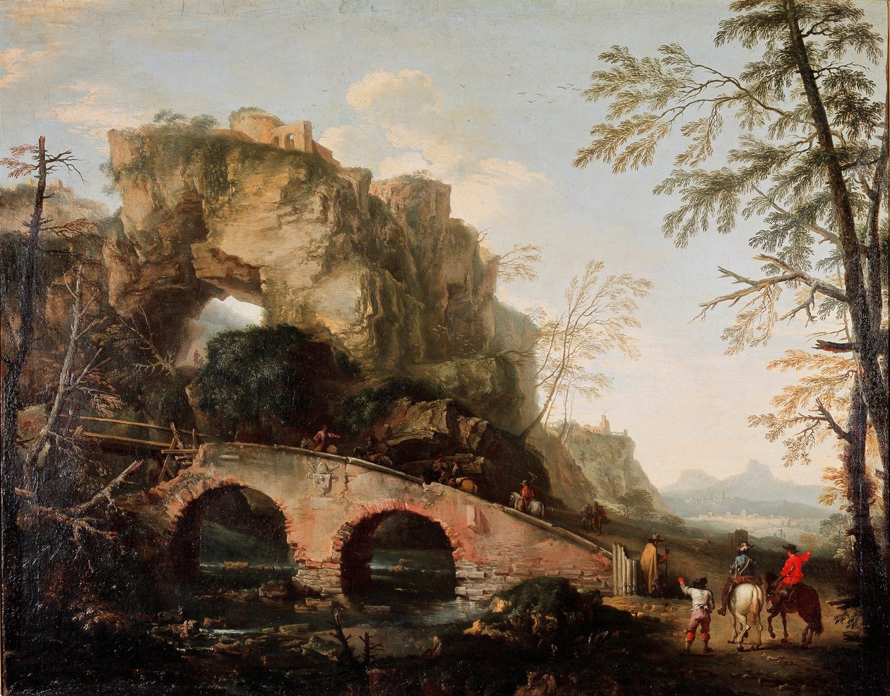 Bron bryter Målning av Salvator (Salvatore) Rosa (1615-1673) 1640 ca. Dämpa. 106x127 cm Florens, Palazzo Pitti, Galleria Palatina av Salvator Rosa