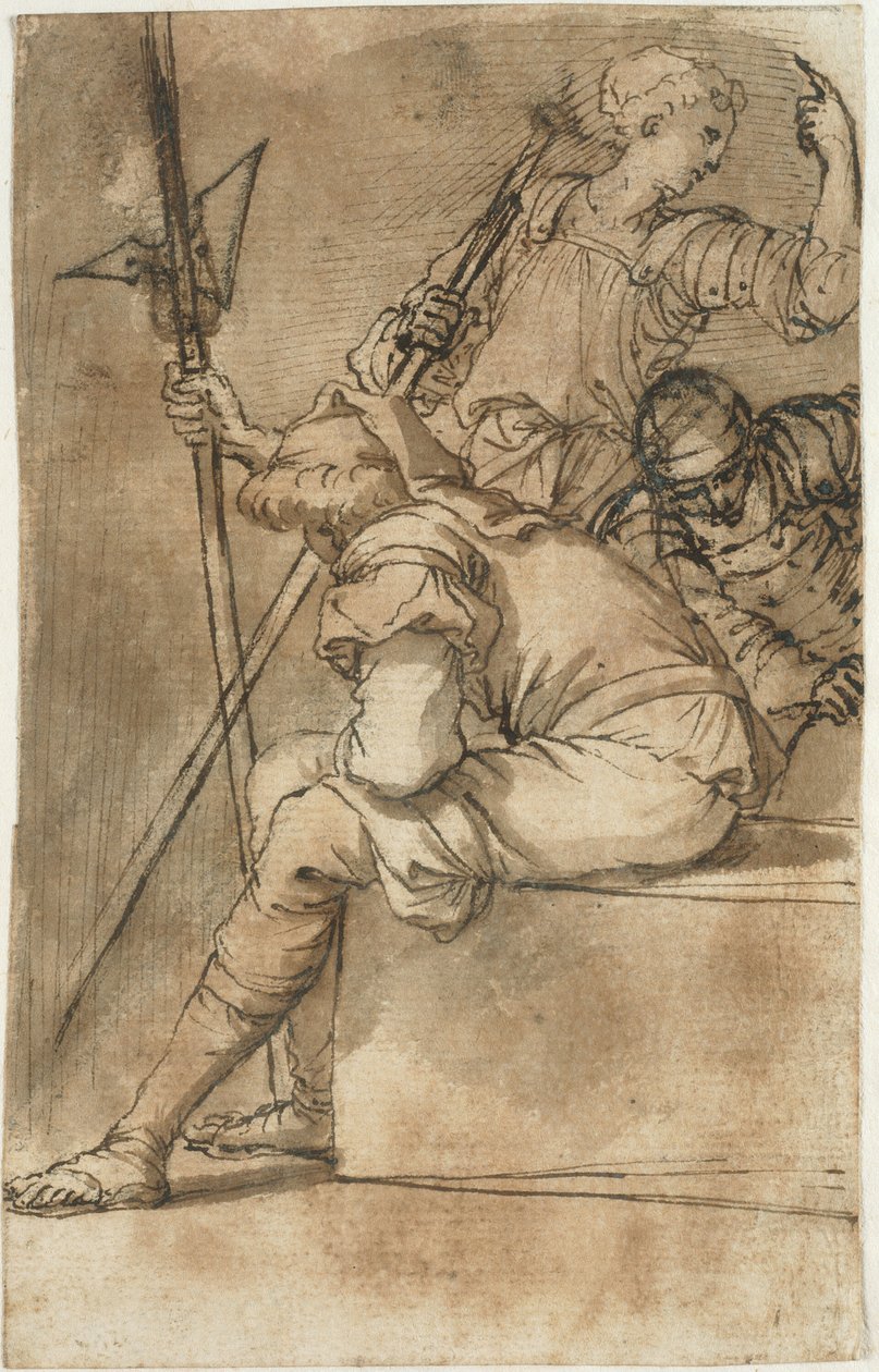 Tre soldater vilar av Salvator Rosa
