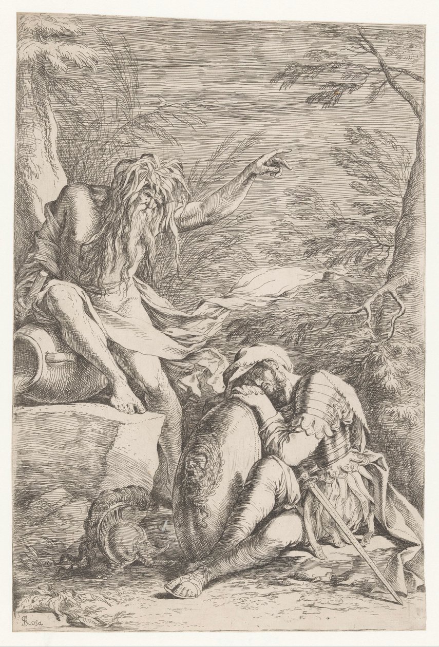 Tiberinus visar sig för Aeneas av Salvator Rosa