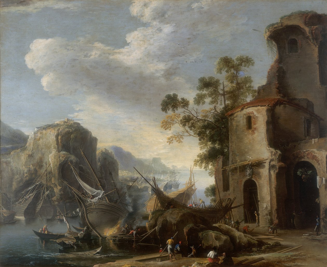Utsikt över en vik, verk av Salvatore Rosa, konserverad på Galleria Estense i Modena av Salvator Rosa