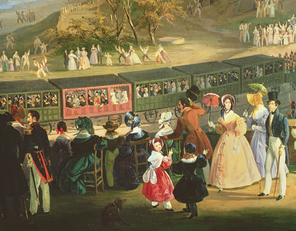 Öppnandet av Neapel-Portici järnvägen 1839 (detalj av 20137) av Salvatore Fergola