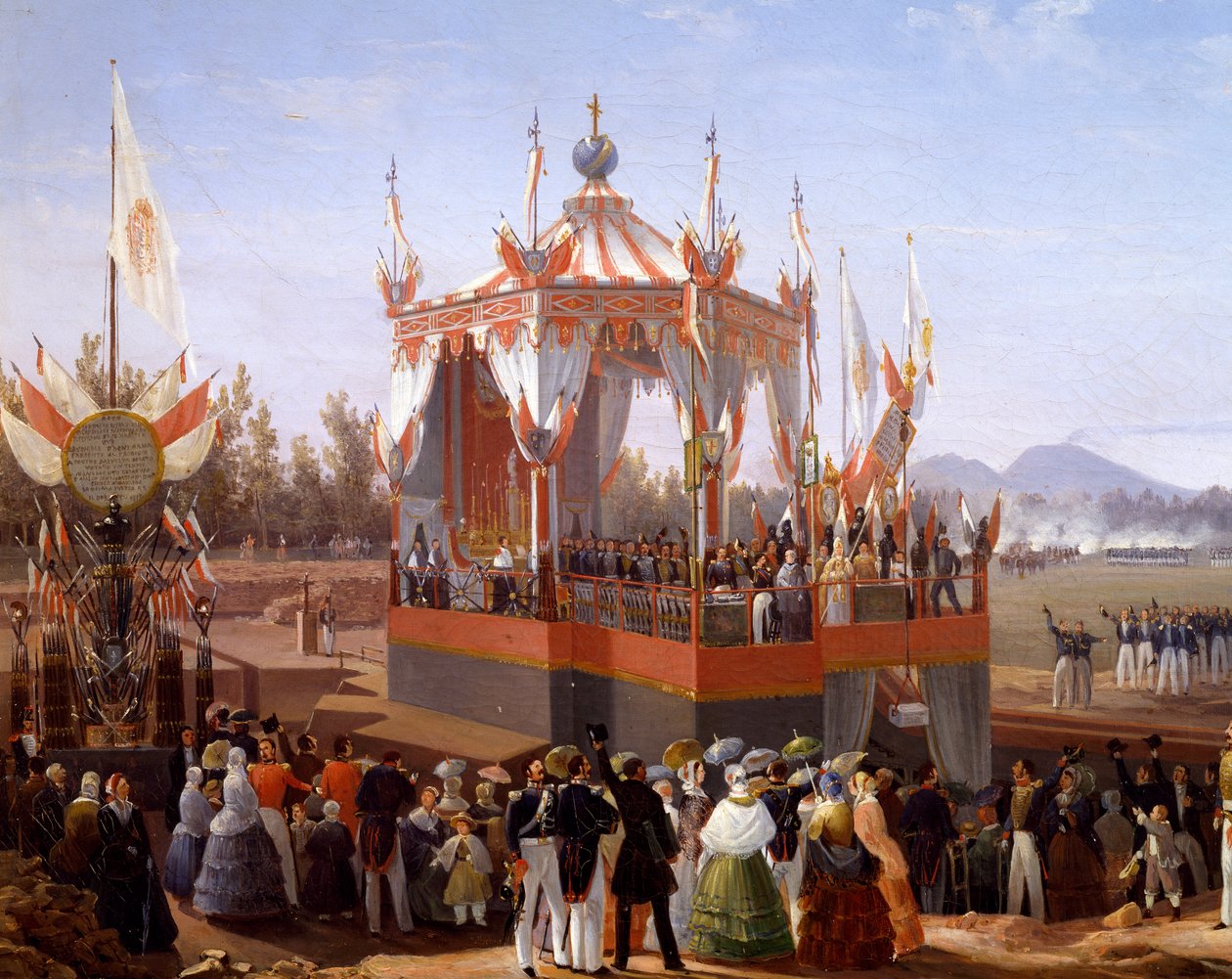 Francis I och Maria Isabella deltar i den officiella ceremonin vid Arsenalen i Neapel, av Salvatore Fergola (1799-1874), Detail, Italien av Salvatore Fergola