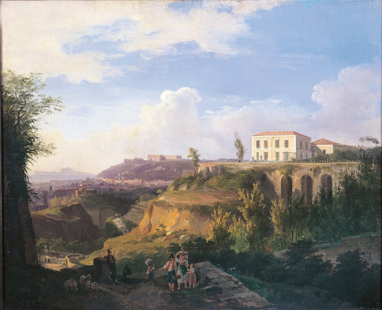 Italien, Neapel, utsikt över Villa Ruffo-hemgården i Capodimonte av Salvatore Fergola