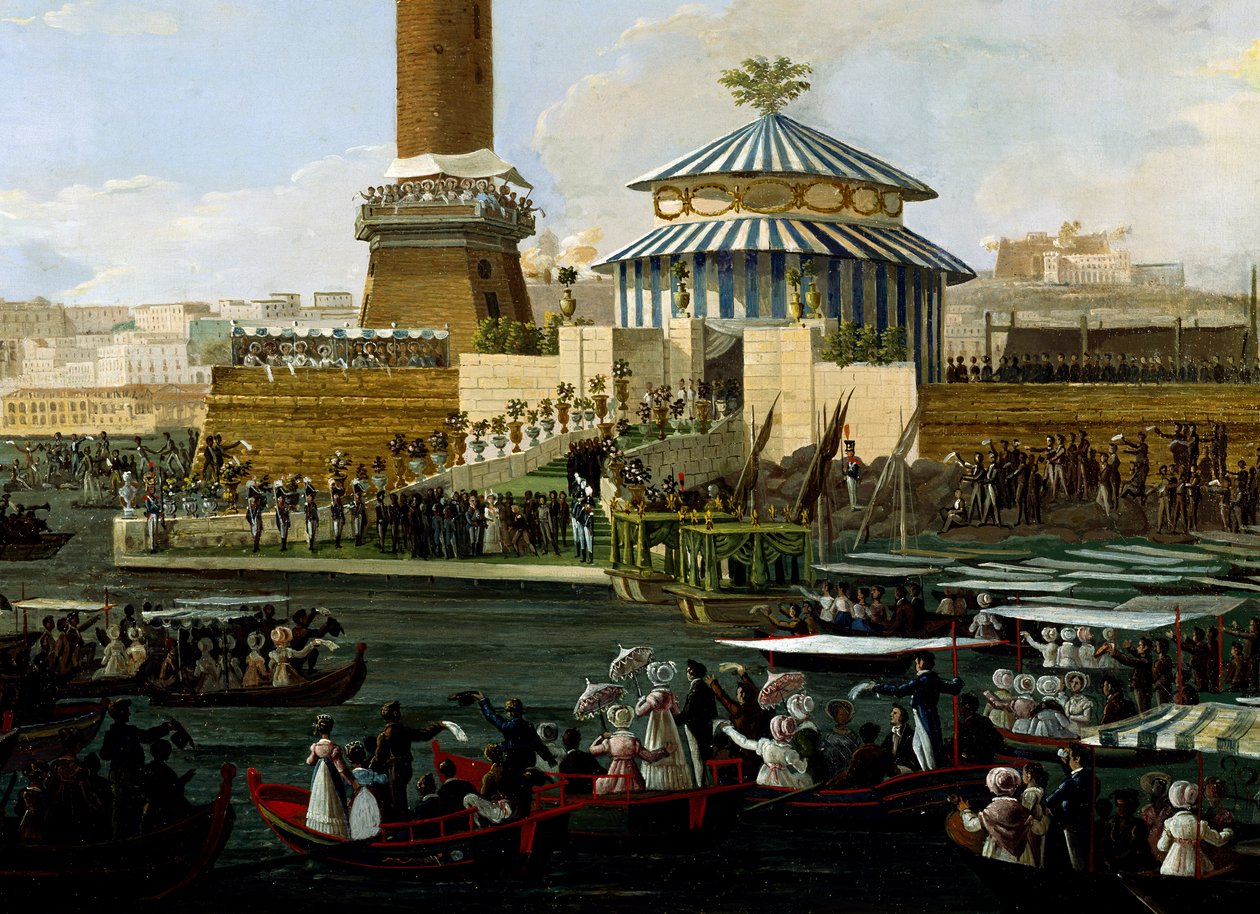 Att lägga grundsten för kapell tillägnat den obefläckade jungfrun som tack för kungens trånga flykt från Agesilao Milanos attack, av Salvatore Fergola (1799-1874), Italien av Salvatore Fergola