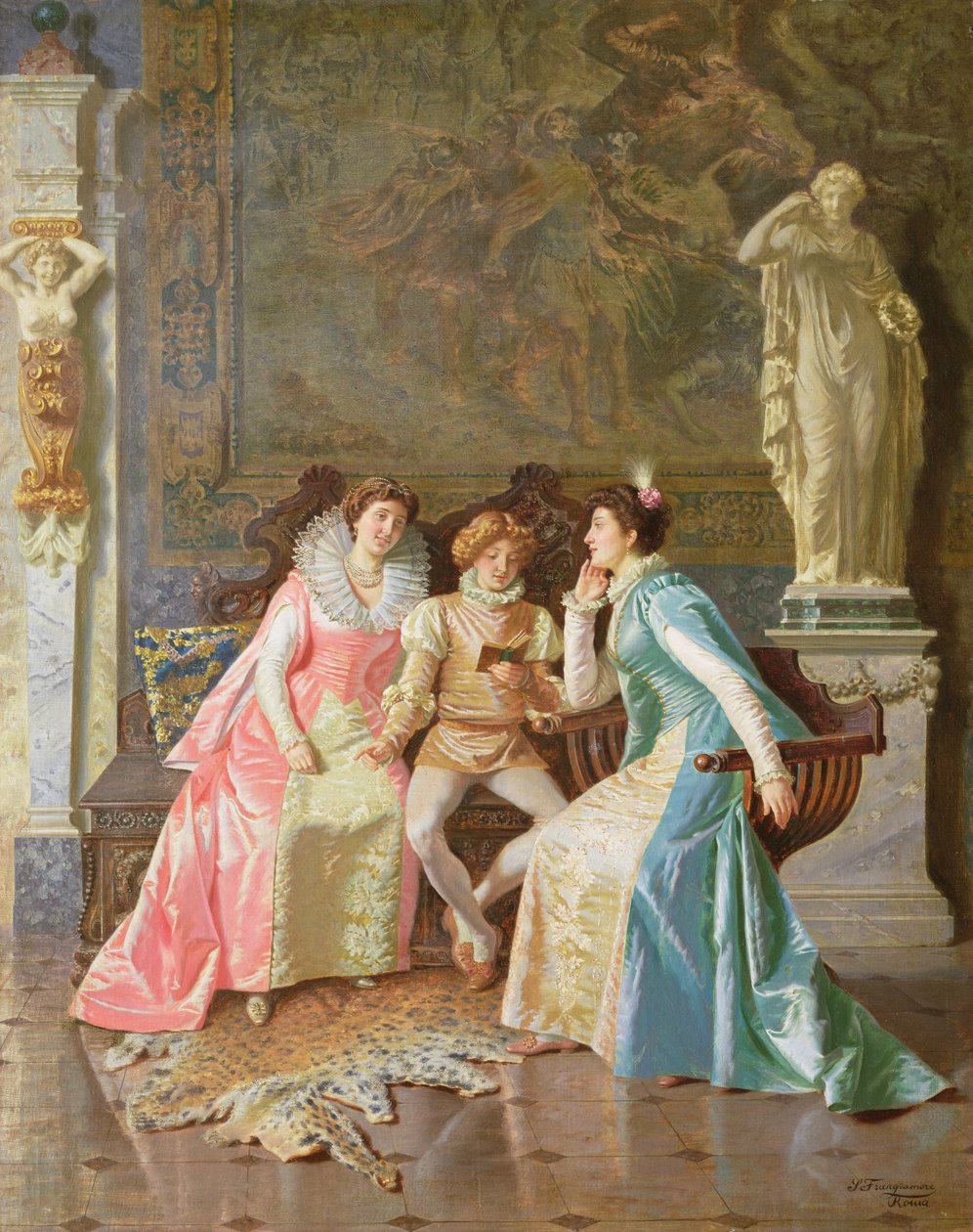 Reading, ca 1890 (olja på duk) av Salvatore Frangiamore