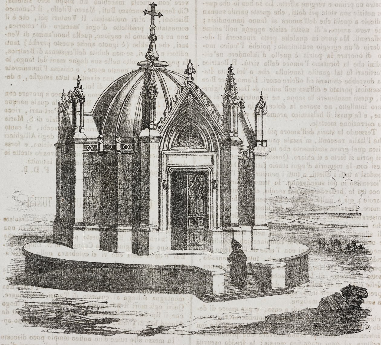 Chapel of St Louis i Tunis, Tunisien, litografi av Salvatore Puglia från Poliorama Pittoresco, n 38, 27 april av Salvatore Puglia