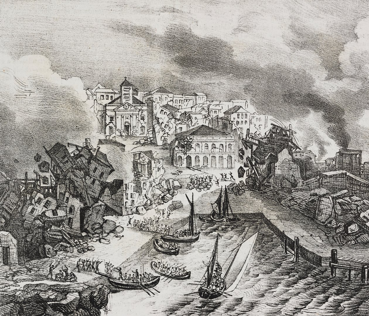 Förstörelse av Pointe--Pitre under jordbävningen den 8 februari av Salvatore Puglia