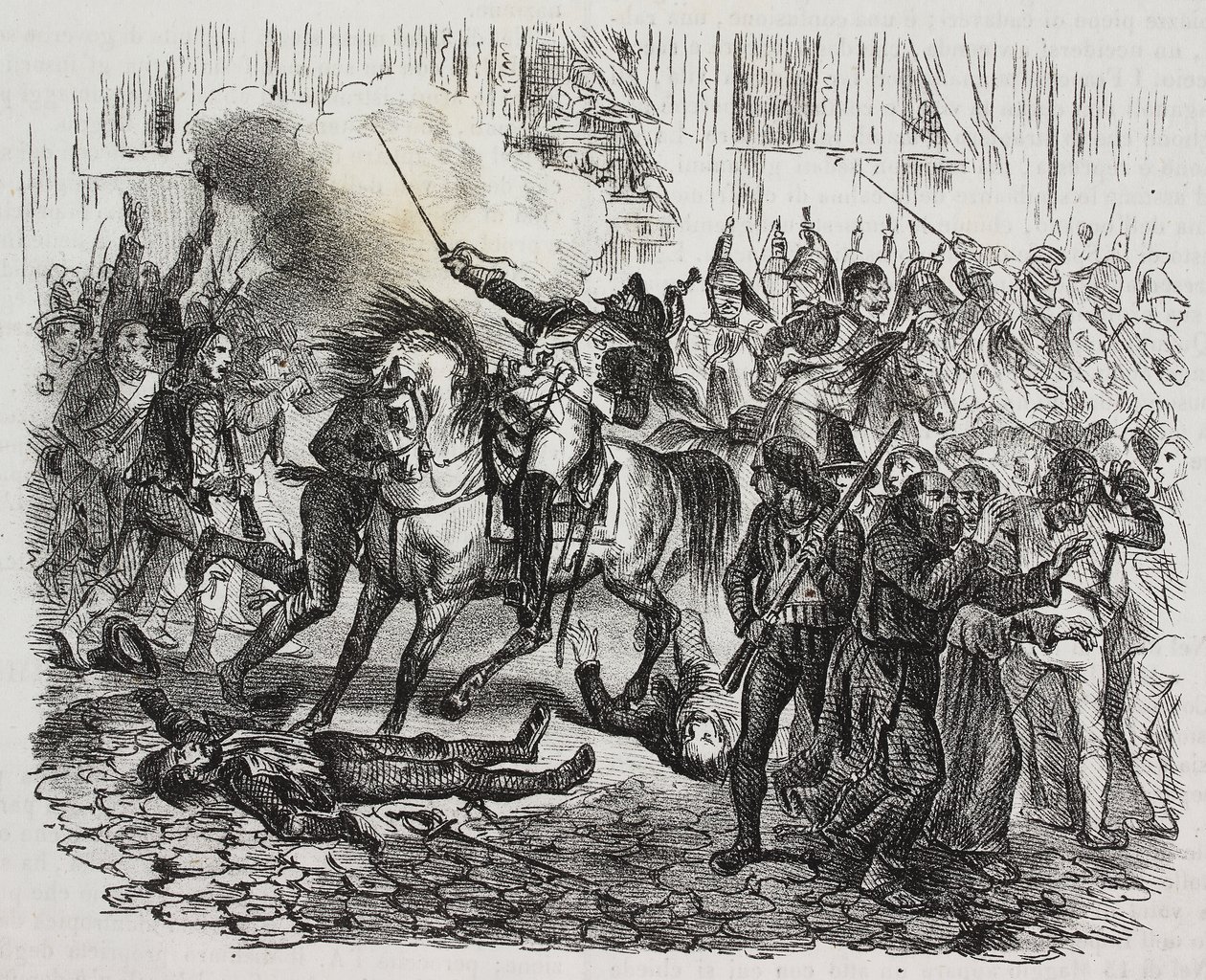 Upproret i Madrid, litografi av Salvatore Puglia från History of Napoleon av Cesare Malpica (1804-1848) från Poliorama Pittoresco, n 47, 1 juli av Salvatore Puglia