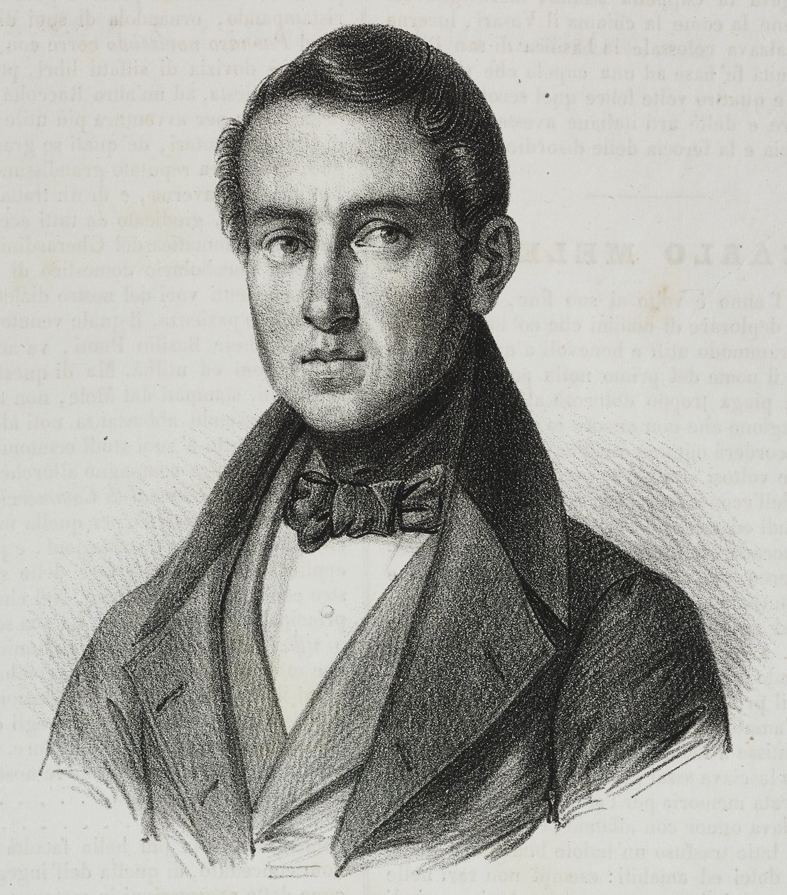 Porträtt av Carlo Mele (1792-1841), litografi av Salvatore Puglia från Poliorama Pittoresco, n 15, 20 november av Salvatore Puglia