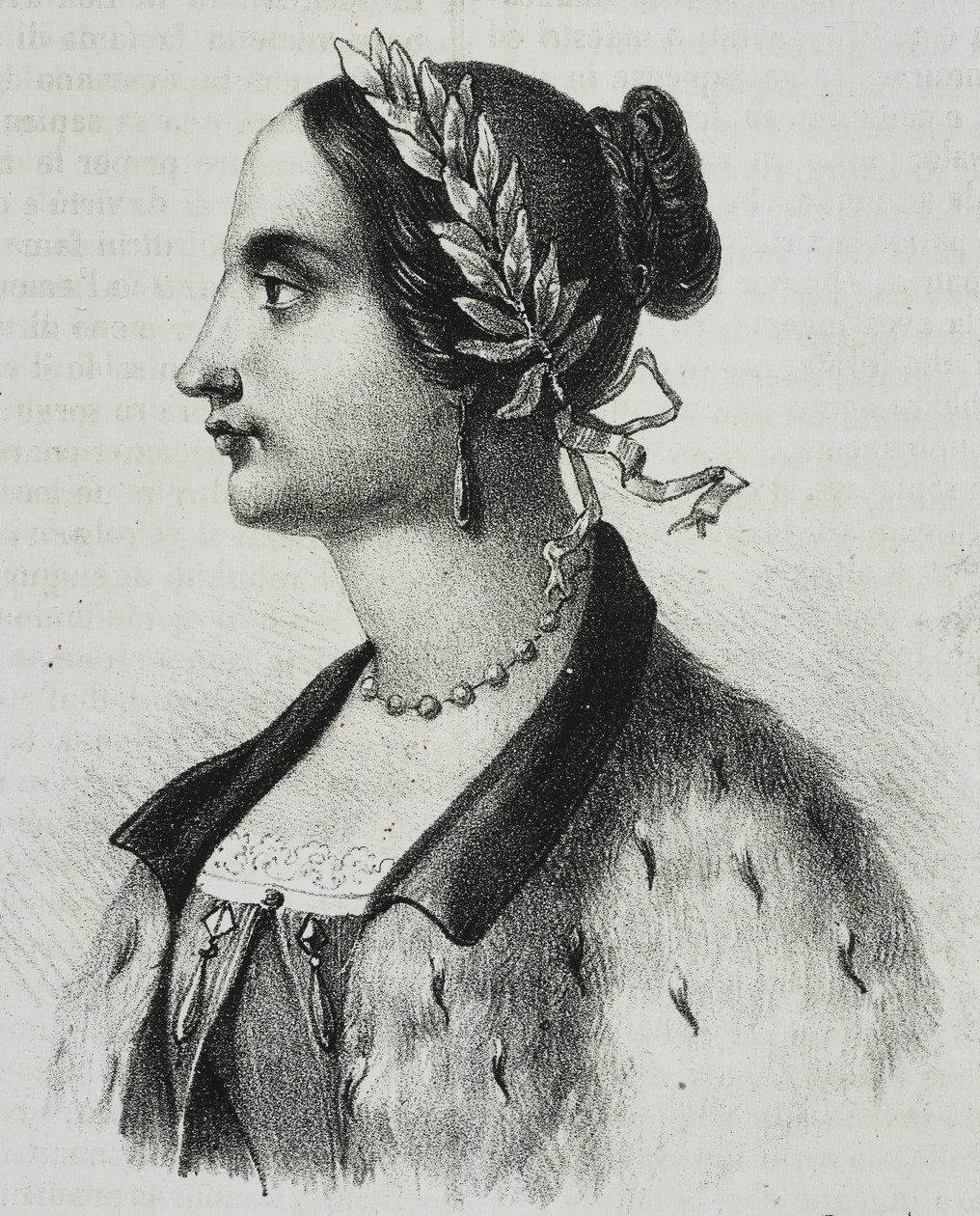 Porträtt av Laura Bassi Veratti (1711-1778), italiensk fysiker och akademiker, litografi av Salvatore Puglia från Poliorama Pittoresco, nr 4, 4 september av Salvatore Puglia