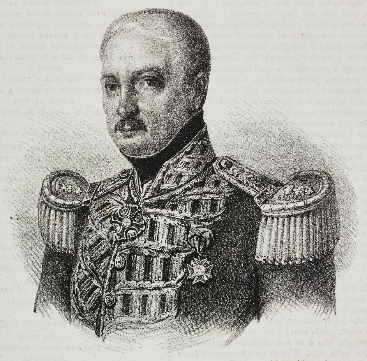Porträtt av marskalk Francesco Maria Tanchi (1773-1843), litografi av Salvatore Puglia från Poliorama Pittoresco, nr 46, 24 juni av Salvatore Puglia