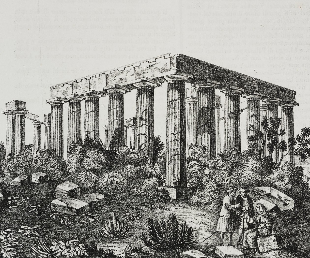 Apollontemplet på berget Panellenius, Grekland, litografi av Salvatore Puglia från Poliorama Pittoresco, n 40, 14 maj av Salvatore Puglia