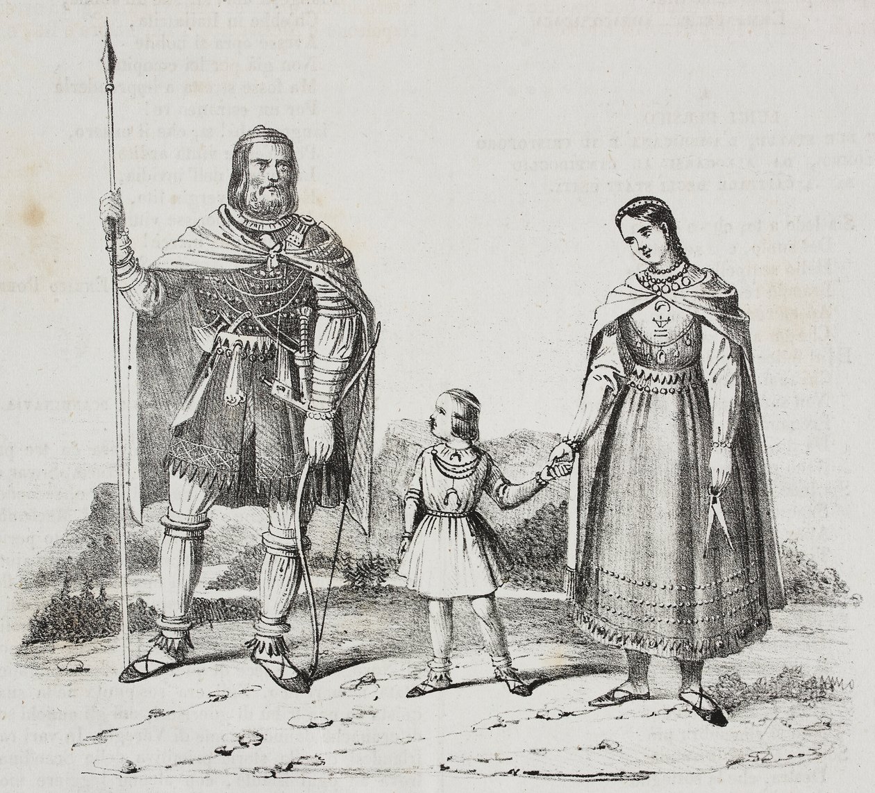 Varangians, people of Scandinavian Peninsula, litografi av Salvatore Puglia från Poliorama Pittoresco, n 42, 27 maj av Salvatore Puglia