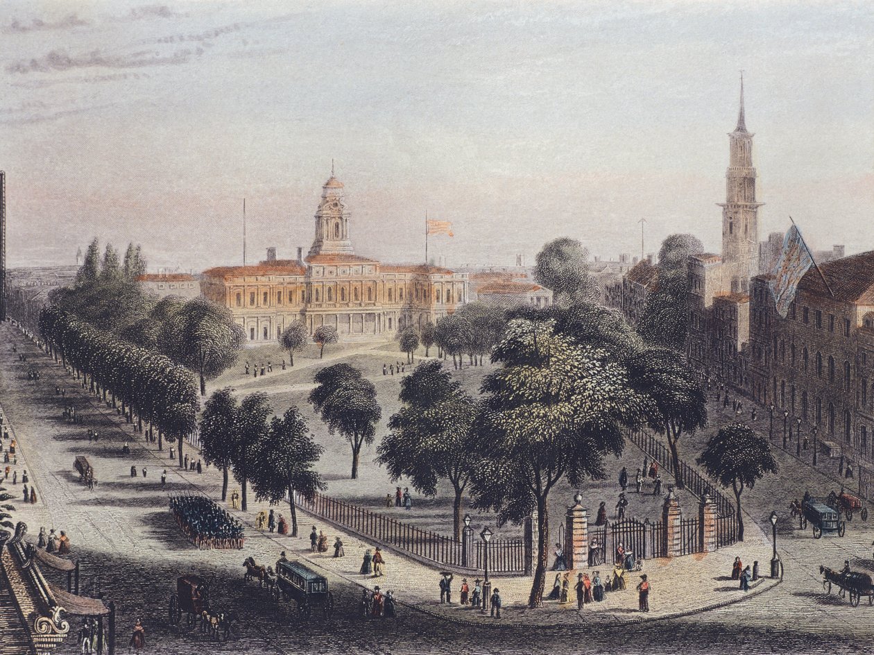 Beskåda av New York, USA 1800-talstryck av Salvatore Puglia