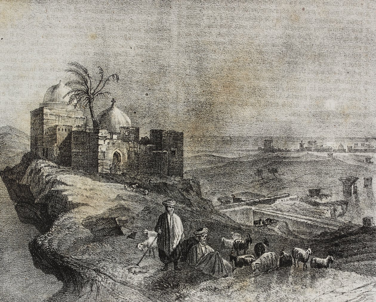 View of Tyre, Libanon, litografi av Salvatore Puglia från Poliorama Pittoresco, n 24, 21 januari av Salvatore Puglia