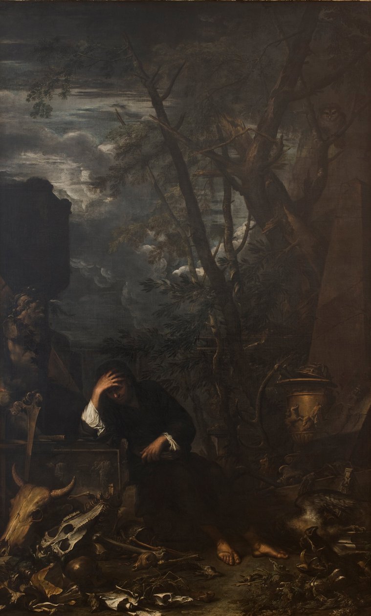 Demokrit i meditation, 1651 av Salvatore Rosa