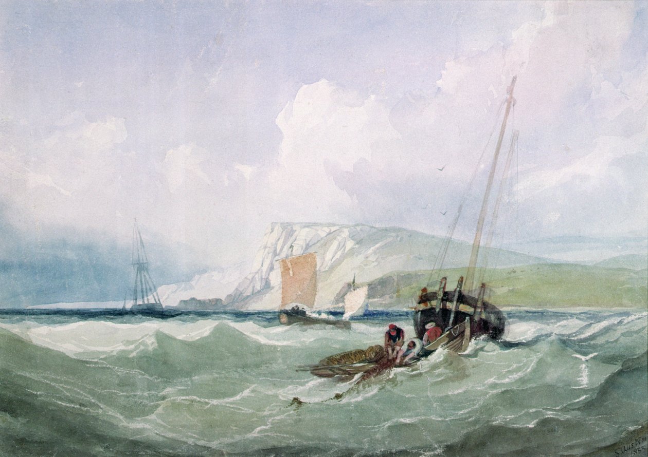 Fiskebåtar utanför Eastbourne av Samuel Austin