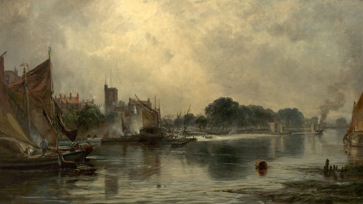 Themsen i Chiswick, London, 1865 av Samuel Bough