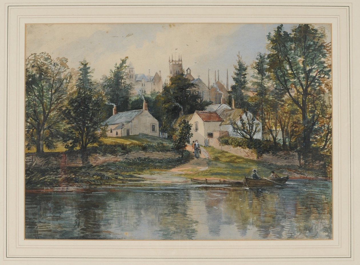Wetheral Ferry, 1840-43 (wc på papper) av Samuel Bough