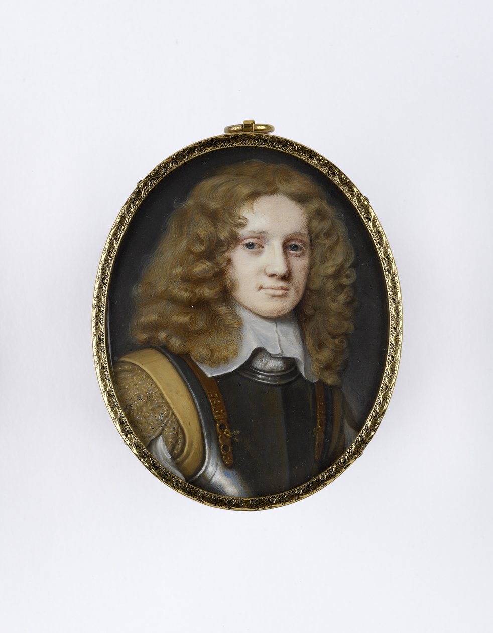 Porträttminiat av en man i rustning, ca 1660 (wc på pergament på kartong) av Samuel Cooper