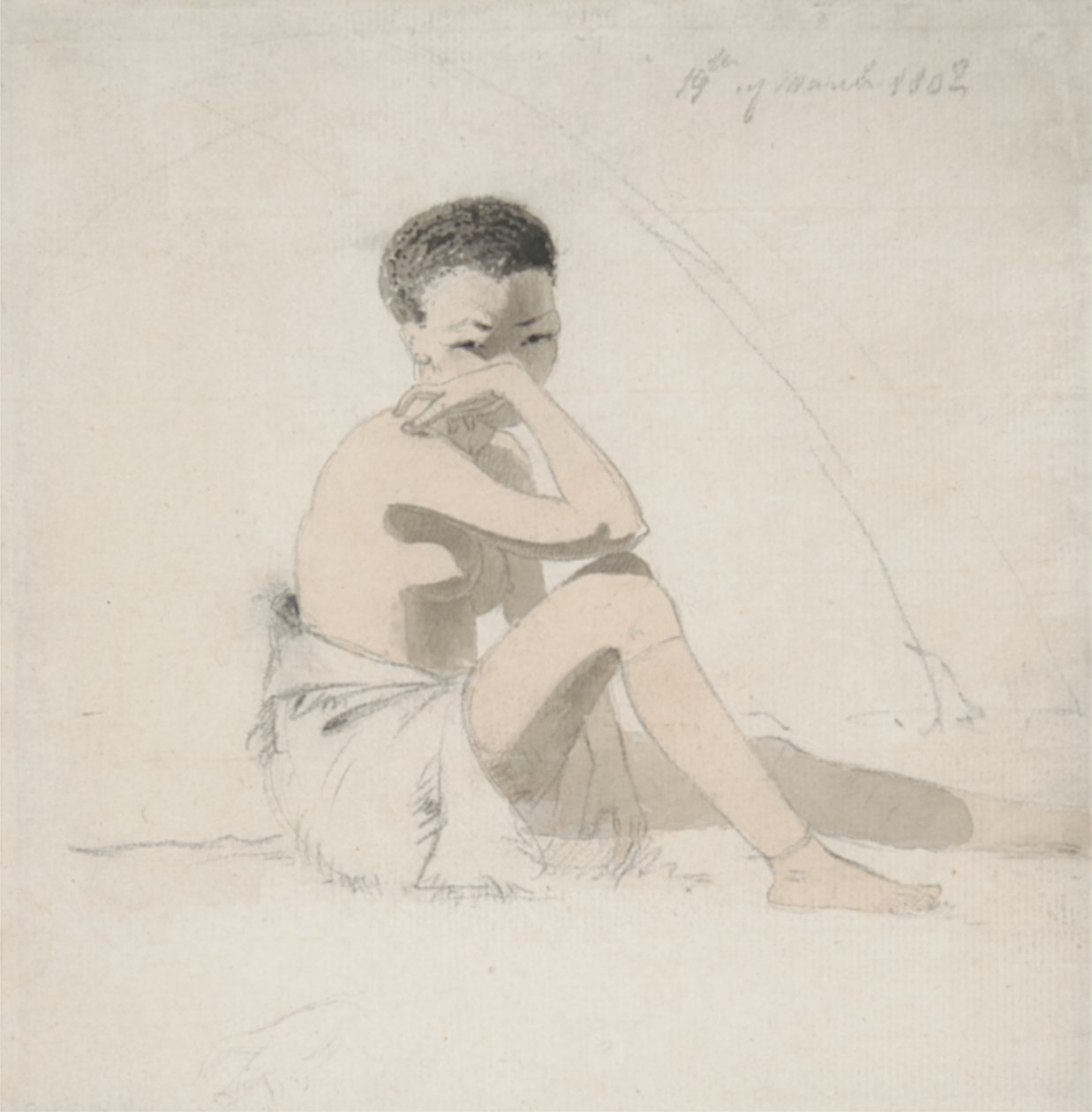 Korah Girl Seated, 1802 (wc & grafit på papper) av Samuel Daniell