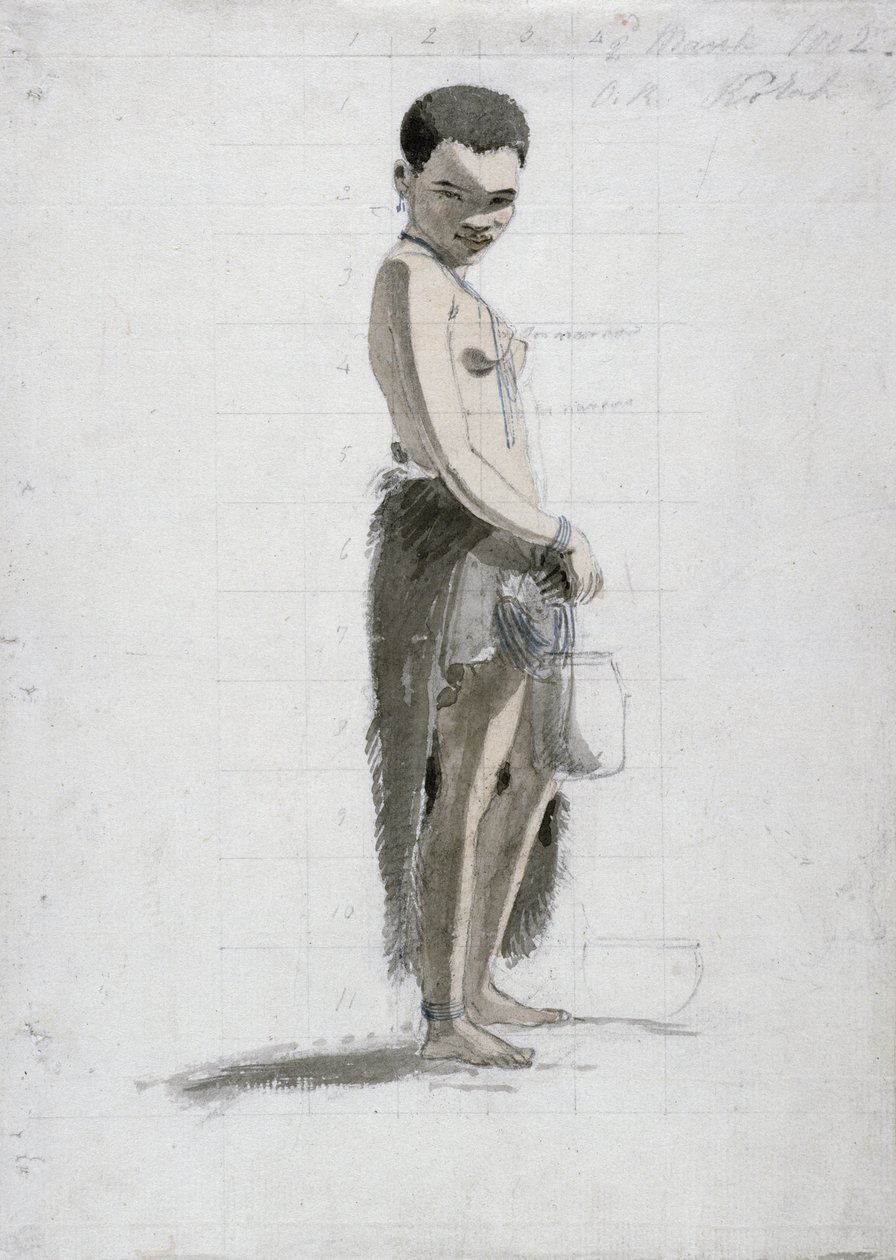 Korah Girl with a Burk, 1802 (wc och grafit på papper) av Samuel Daniell