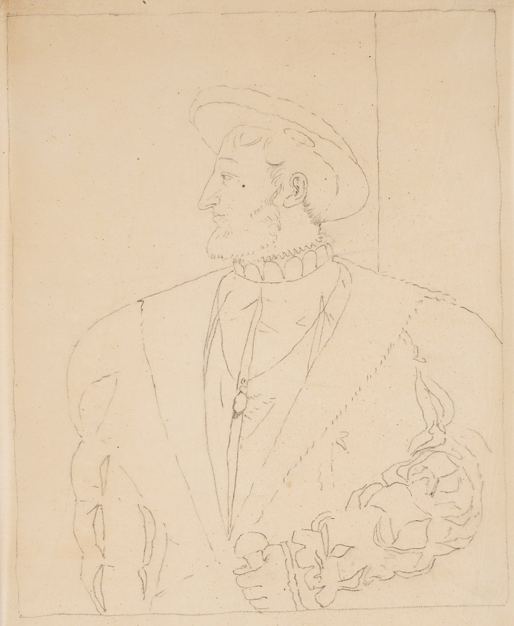 Sketch of Francis I (studie för The Gallery of the Louvren), c.1831-32 (grafit på kalkerpapper) av Samuel Finley Breese Morse