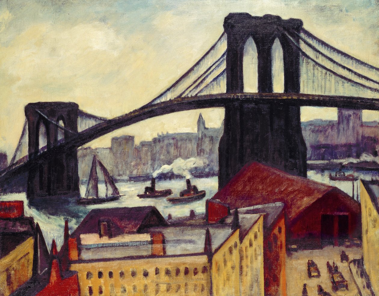 Utsikt över Brooklyn Bridge av Samuel Halpert