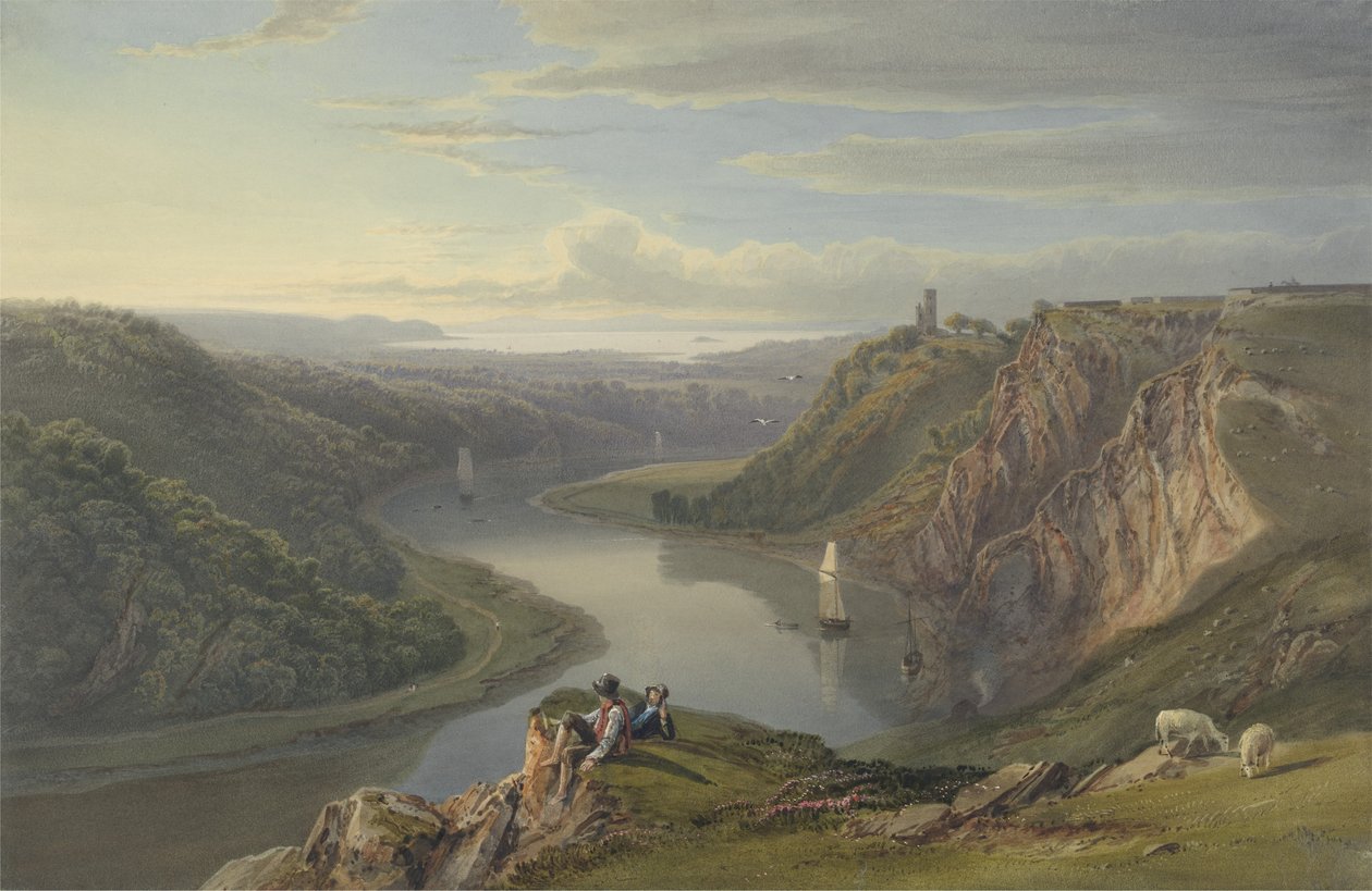 The Avon nära Bristol (wc med kroppsfärg på papper) av Samuel Jackson