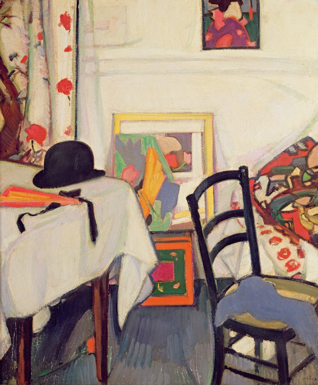 Interiör med japansk fläkt, c.1915 av Samuel John Peploe