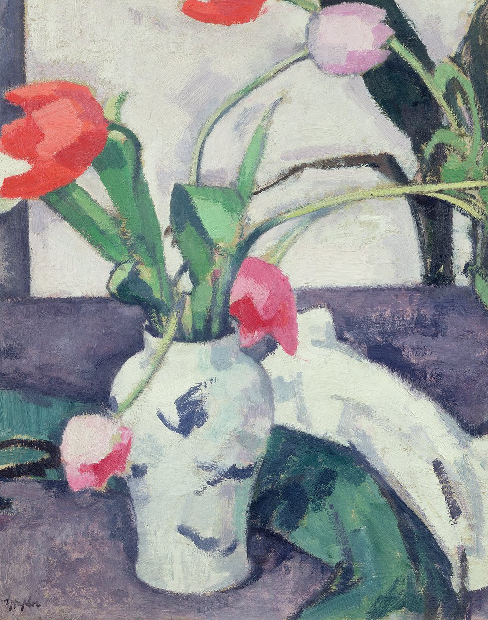 Stilleben: Tulpaner i en kinesisk vas, 1924 av Samuel John Peploe