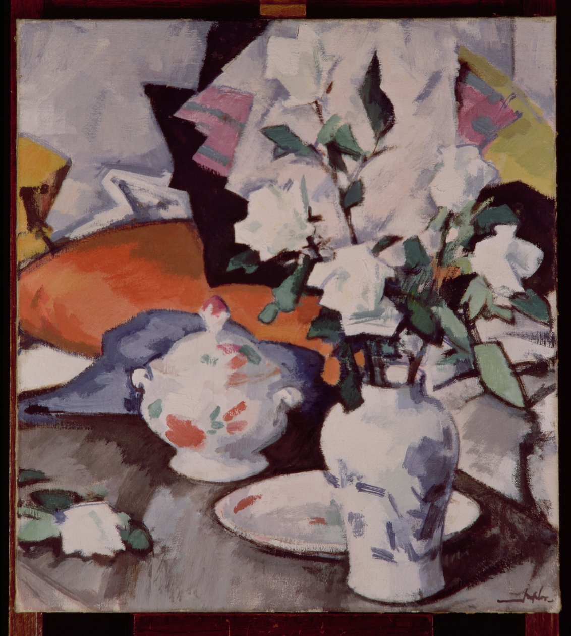 Vita rosor i en vas av Samuel John Peploe