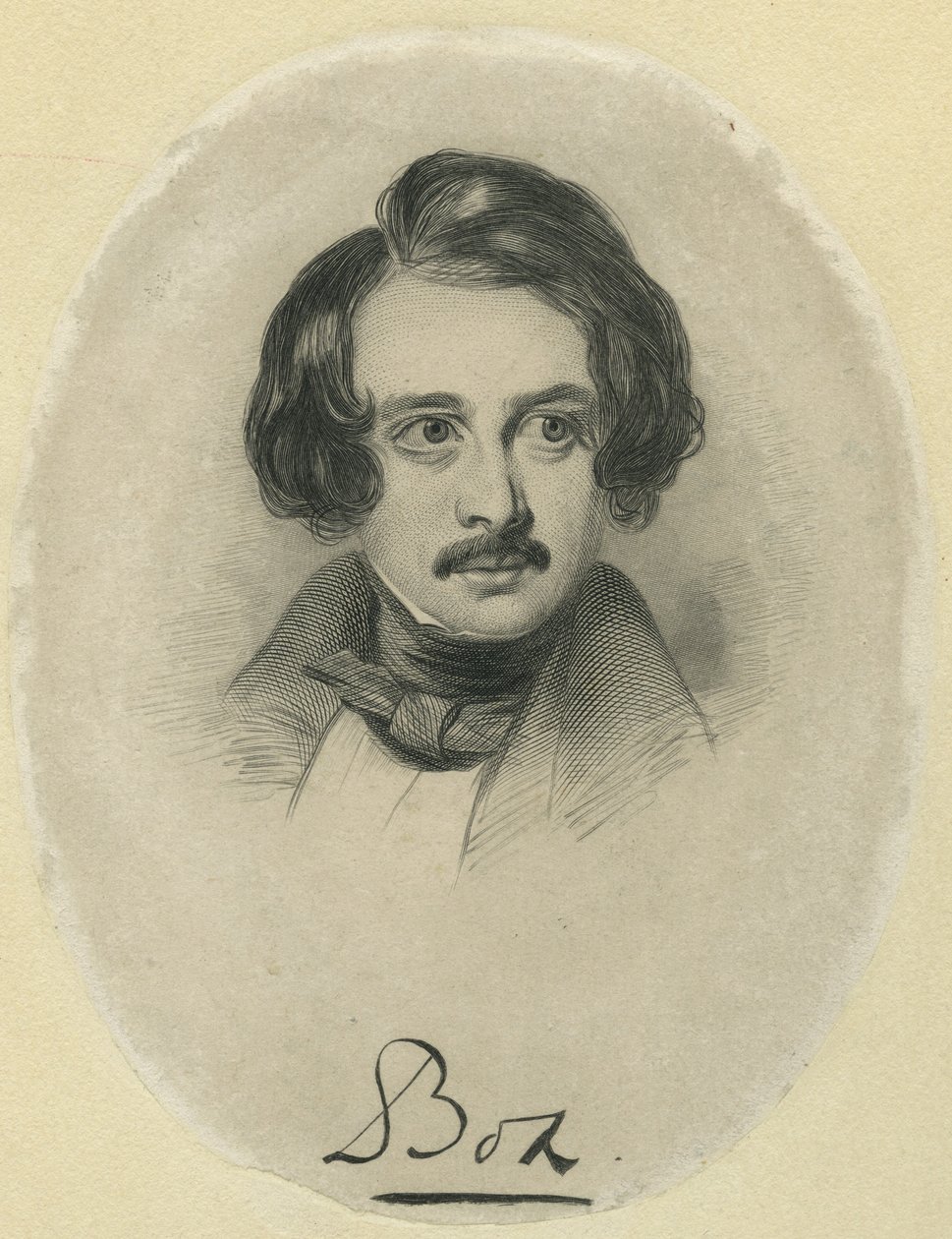 Charles Dickens, graverad av Boz av Samuel Lawrence